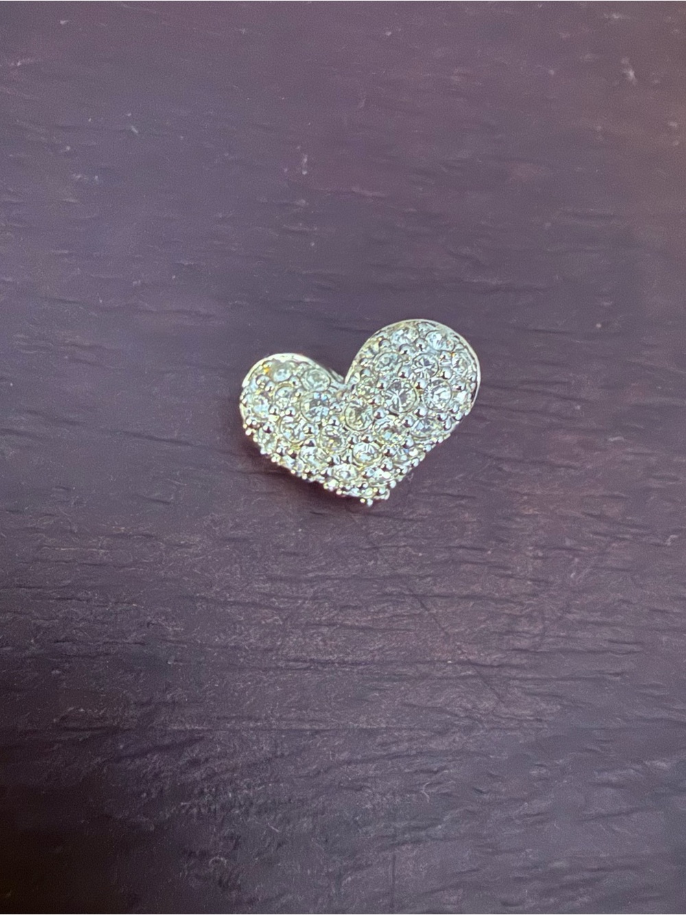 Swarovski Heart Brooch with Clear Crystals in Silver